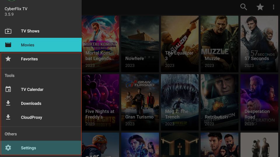 A preview of the CyberFlix APK for Amazon Firestick