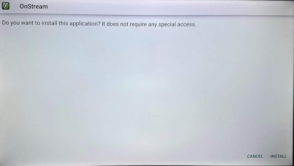 Screengrab of the install screen that shows when you click download to download the OnStream APK.